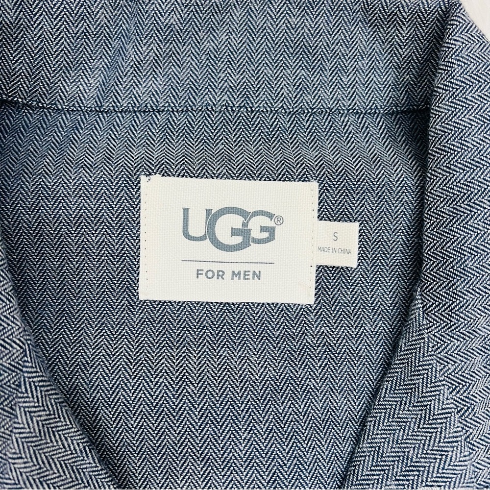NWOT! Mens Small Navy UGG Benidikt Herringbone Sleepwear Sleep PJ Shirt Top - Picture 4 of 10